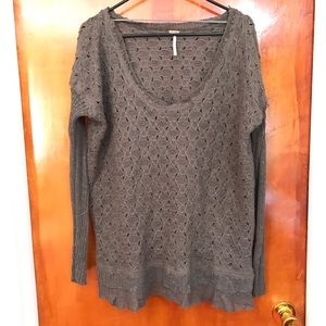 Free People Gray/Green Sweater